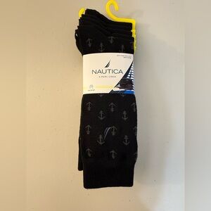 Nautica Men's Black Crew Socks with Anchor Design - 5 Pack